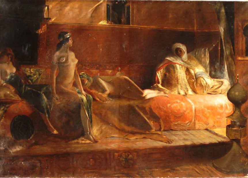 Antica Veduta Orientalista, Sensuale, Decorativa, Grandi Dimensioni, Harem, Cherifas immagine 14
