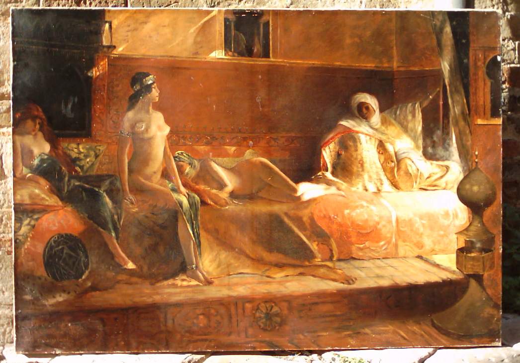 Antica Veduta Orientalista, Sensuale, Decorativa, Grandi Dimensioni, Harem, Cherifas immagine 15