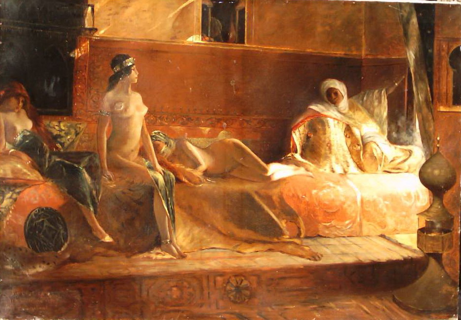 Antica Veduta Orientalista, Sensuale, Decorativa, Grandi Dimensioni, Harem, Cherifas immagine 16
