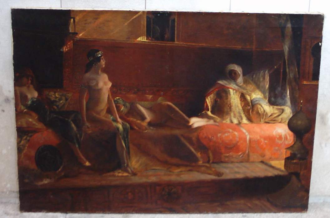 Antica Veduta Orientalista, Sensuale, Decorativa, Grandi Dimensioni, Harem, Cherifas immagine 21