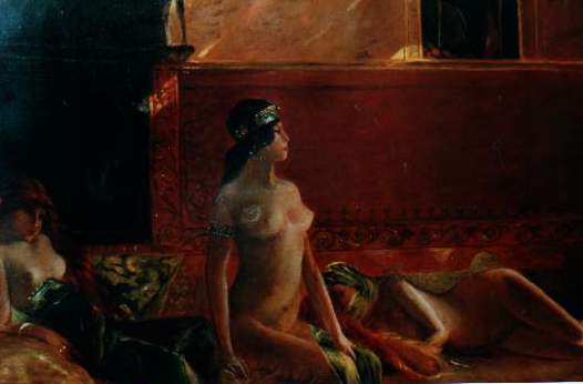 Antica Veduta Orientalista, Sensuale, Decorativa, Grandi Dimensioni, Harem, Cherifas immagine 26