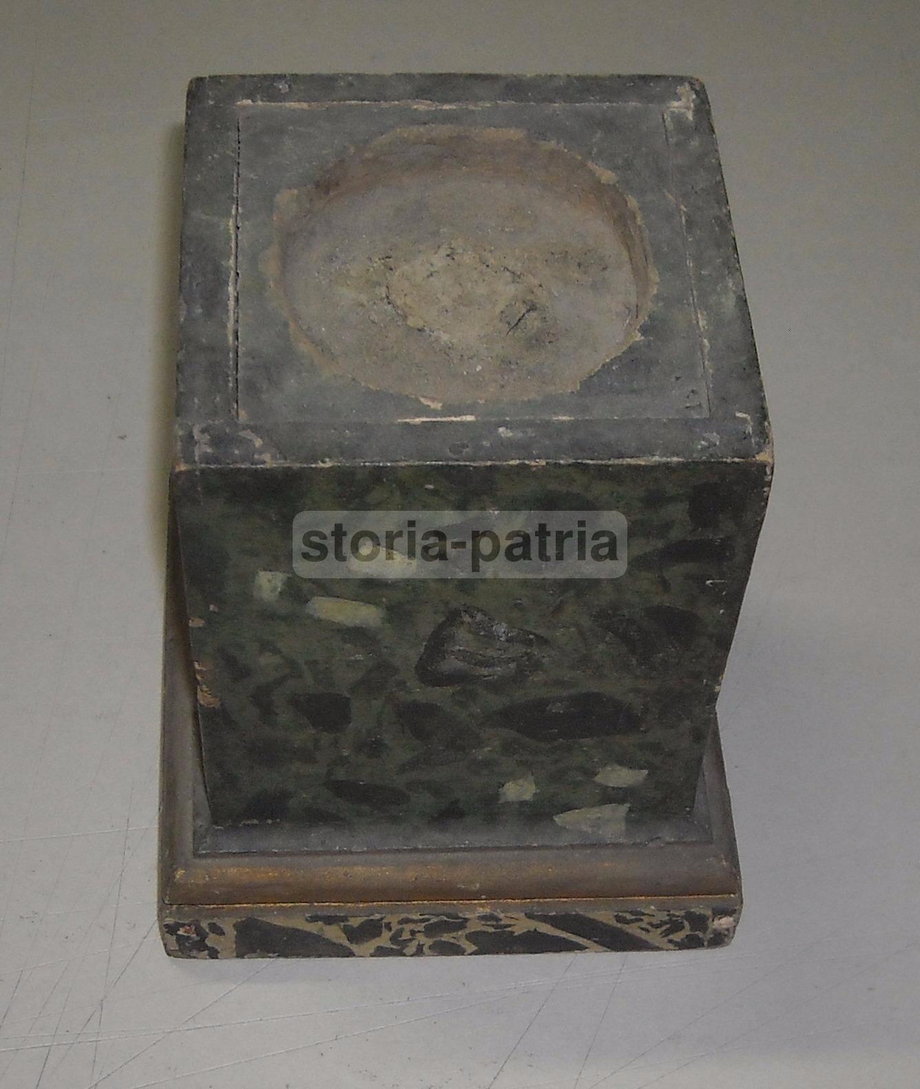 Antico Soprammobile, Utile Supporto Per Scultura, Legno Laccato Marmorizzato, Raro immagine 1