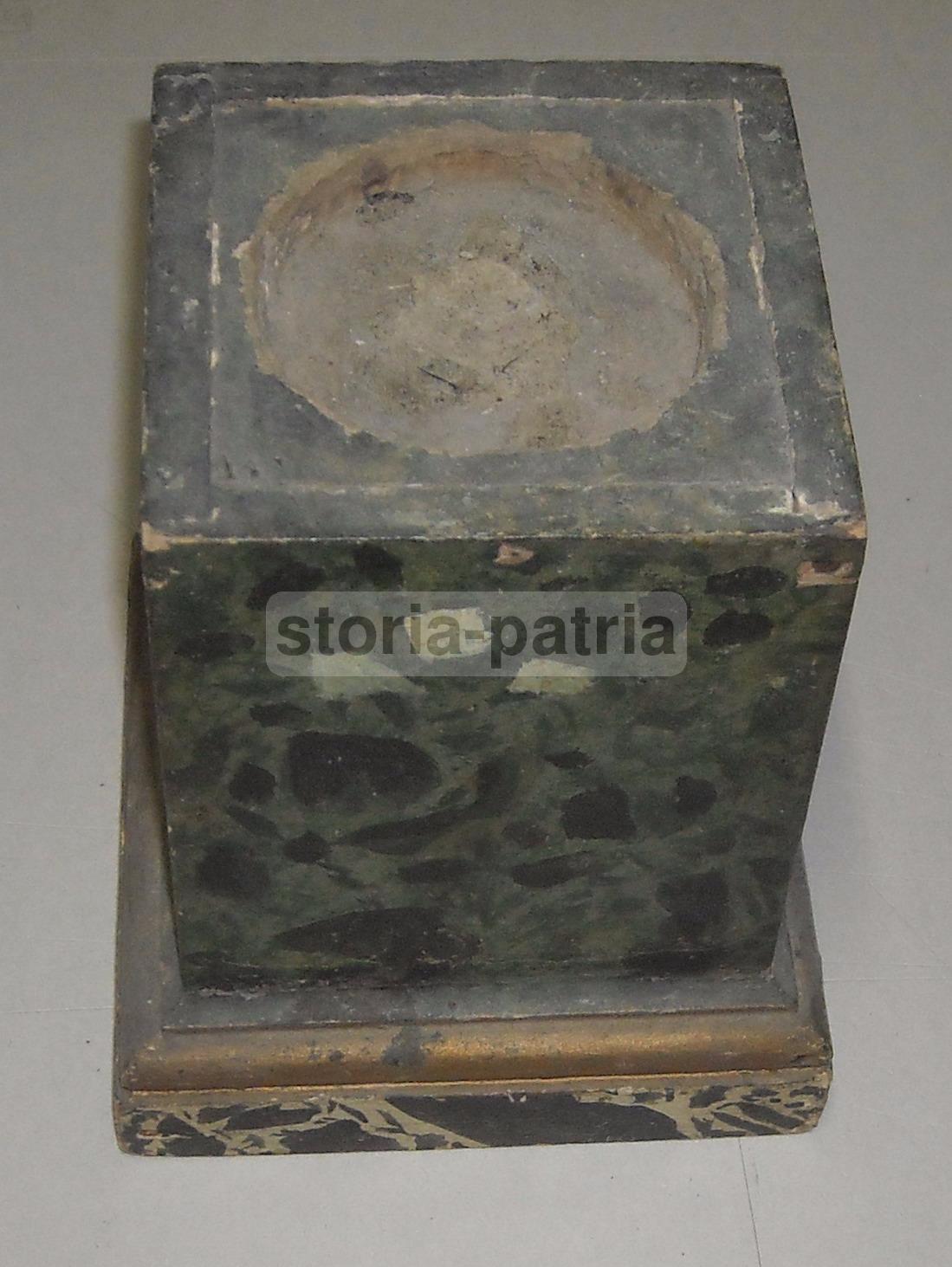 Antico Soprammobile, Utile Supporto Per Scultura, Legno Laccato Marmorizzato, Raro immagine 3