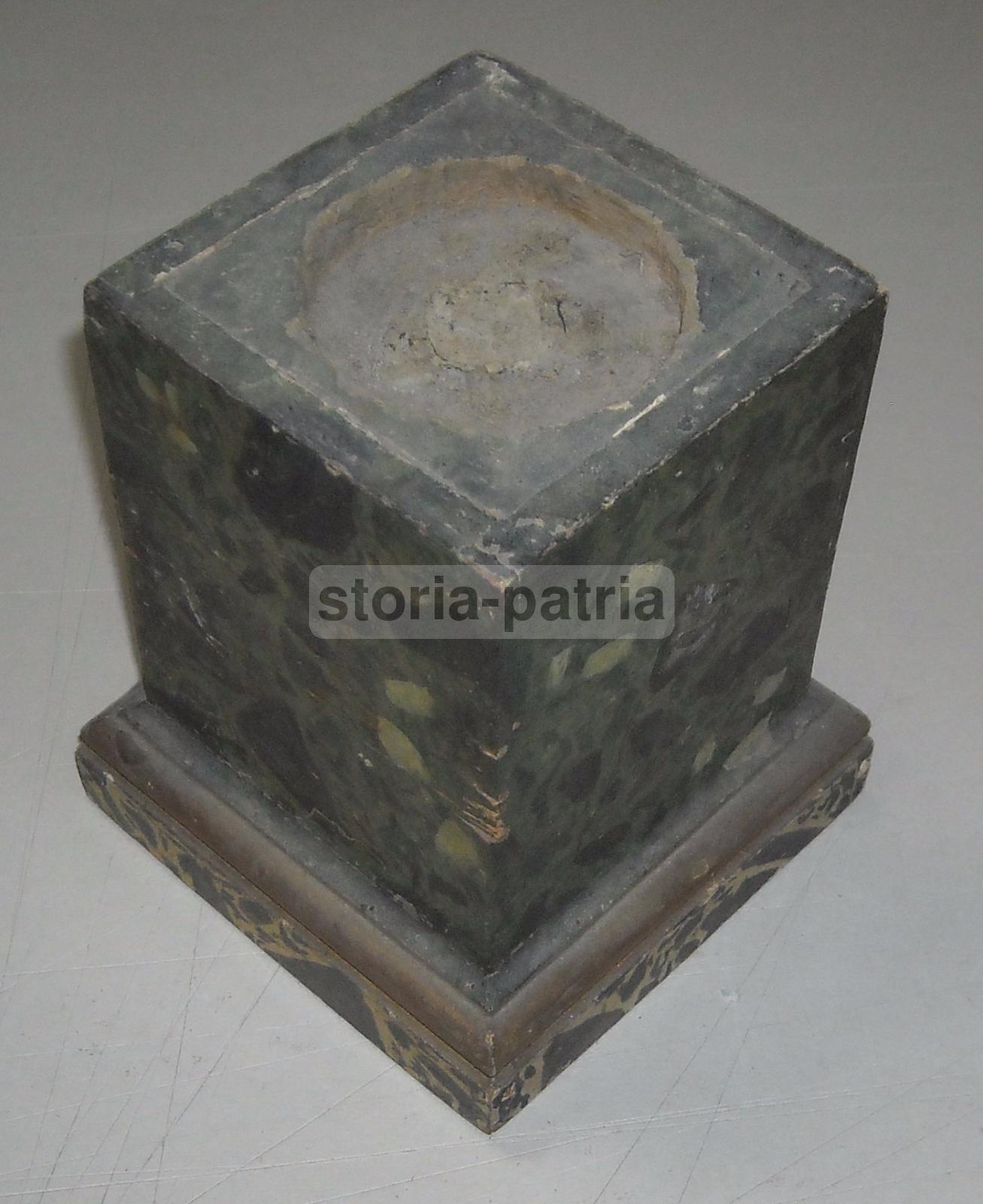 Antico Soprammobile, Utile Supporto Per Scultura, Legno Laccato Marmorizzato, Raro immagine 5