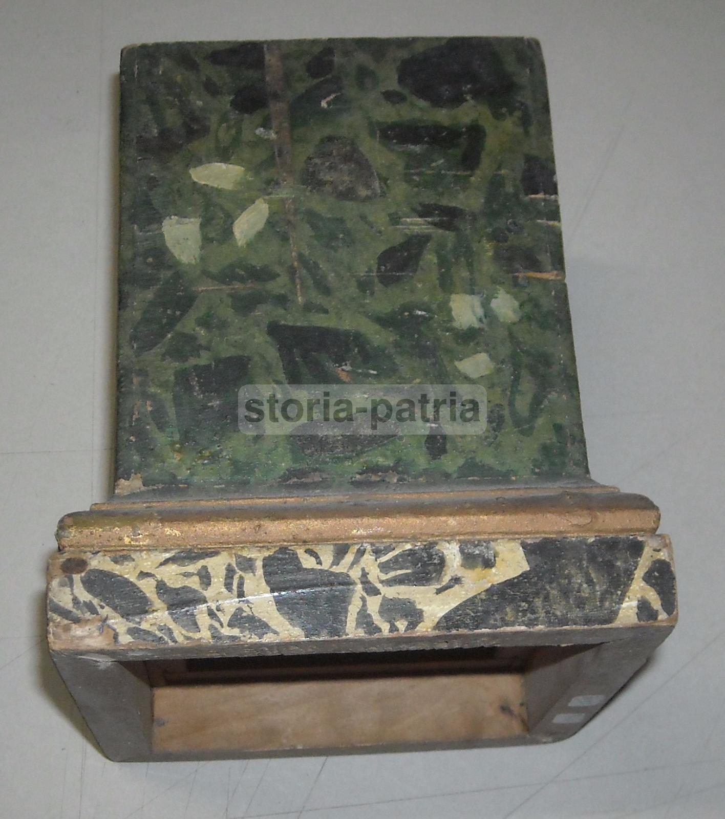 Antico Soprammobile, Utile Supporto Per Scultura, Legno Laccato Marmorizzato, Raro immagine 11