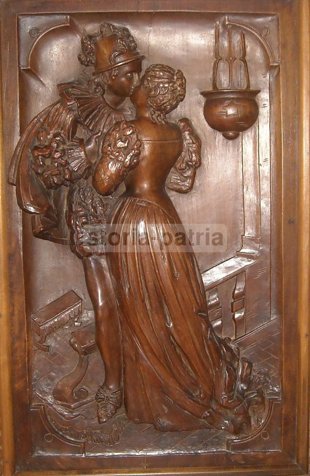 Arte Decorativa, Artigianato, Pregevole Ebanisteria, Intaglio Ligneo, Scena Galante immagine 5