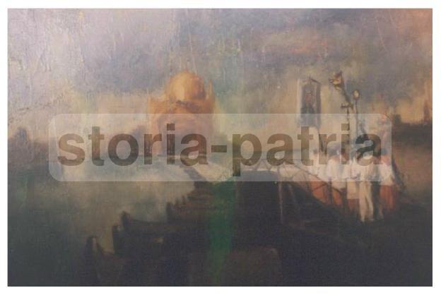 Arte Del Novecento, Venezia, Processione Al Redentore, Grande Decorativo Dipinto immagine 6
