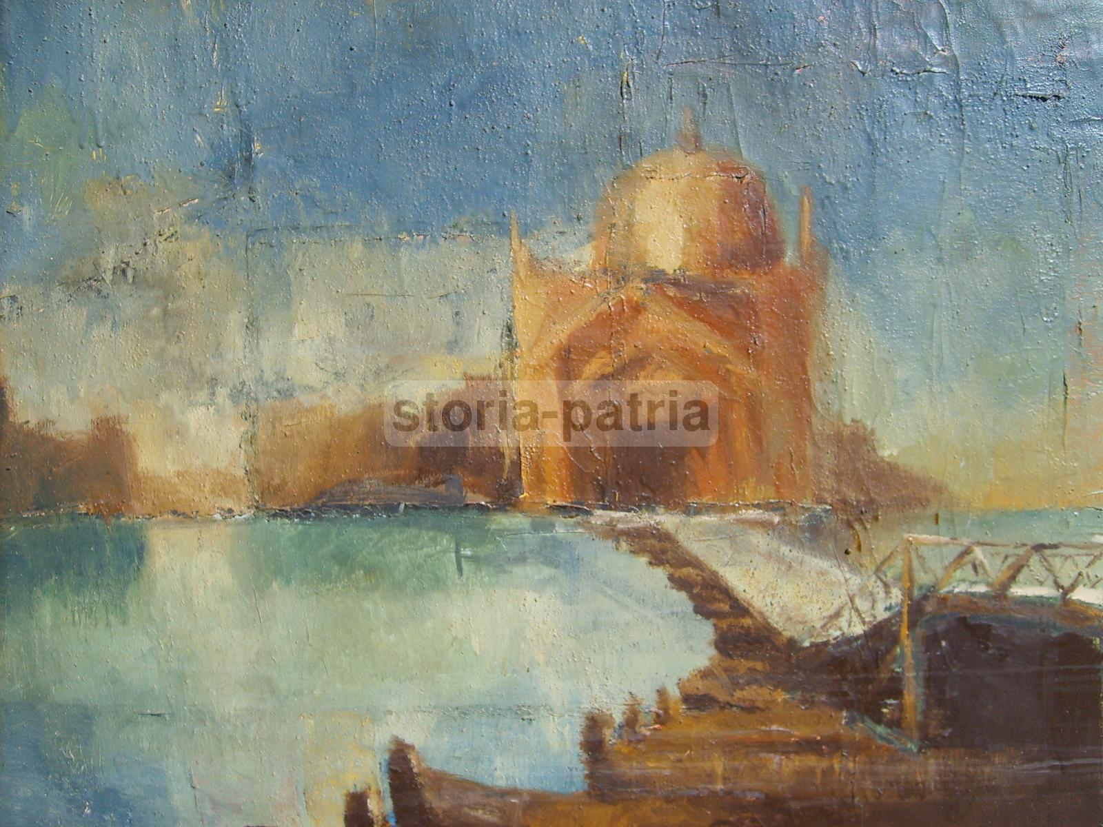 Arte Del Novecento, Venezia, Processione Al Redentore, Grande Decorativo Dipinto immagine 9