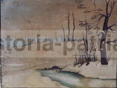 Arte In Abruzzo, Pittura, Decorativo Paesaggio Innevato, Bel Dipinto Da Collezione immagine 1