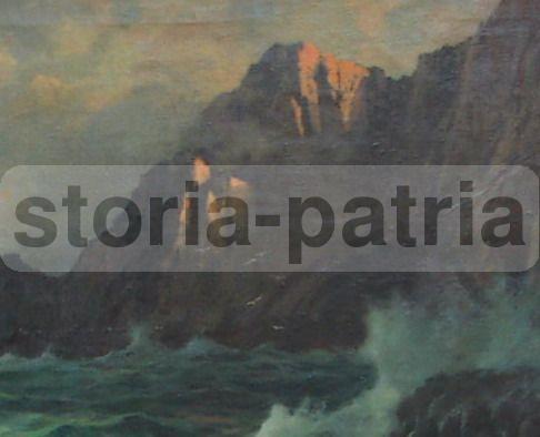 Arte Napoletana, Veduta Di Capri, Scogliera, Marina, Grande Decorativo Dipinto, Olio immagine 16
