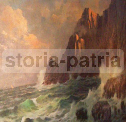 Arte Napoletana, Veduta Di Capri, Scogliera, Marina, Grande Decorativo Dipinto, Olio immagine 17