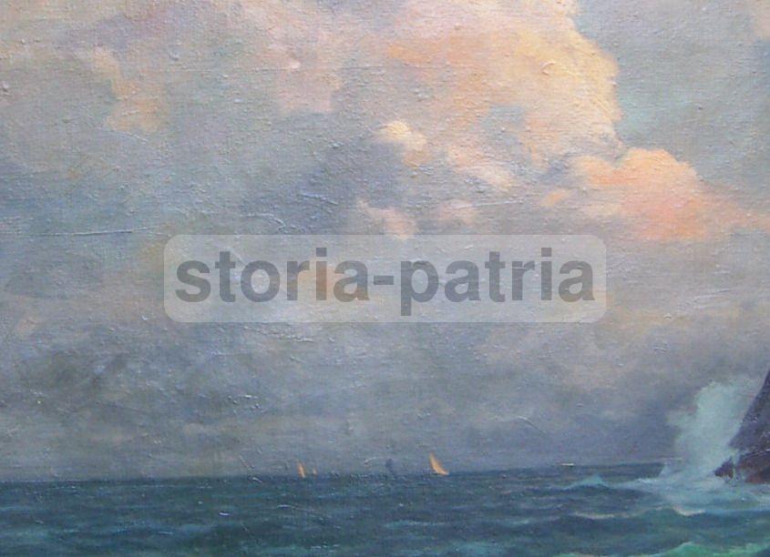 Arte Napoletana, Veduta Di Capri, Scogliera, Marina, Grande Decorativo Dipinto, Olio immagine 18