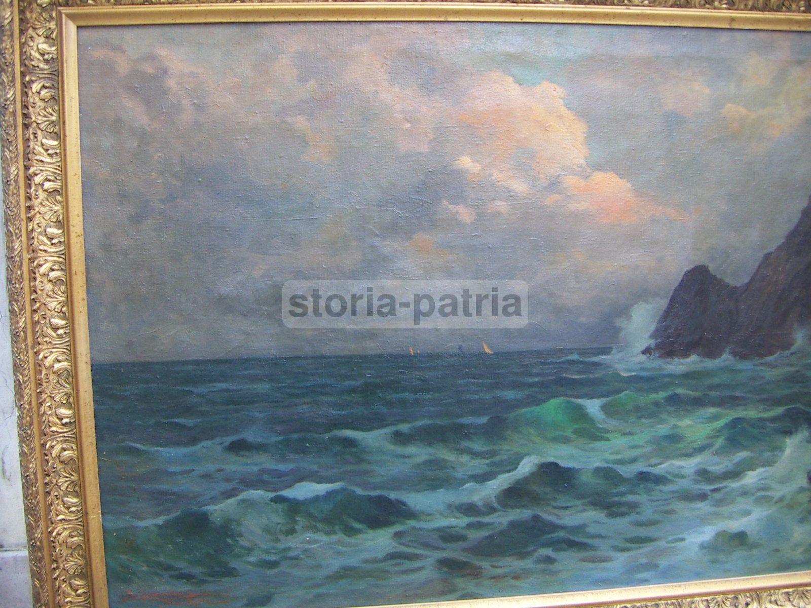 Arte Napoletana, Veduta Di Capri, Scogliera, Marina, Grande Decorativo Dipinto, Olio immagine 20