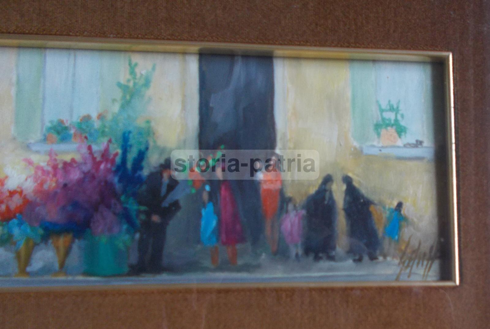 Arte, Pittura, Decorativo Dipinto Del 900, Animata Folklorica Veduta, Fioraio, Fiori immagine 2
