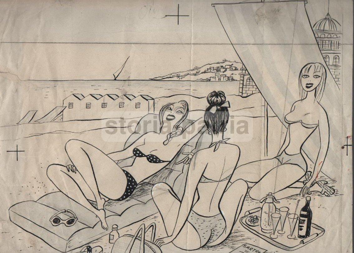 Bellissima Vignetta d'Epoca, Cultura Da Spiaggia, Sartre, Filosofia, Onorato, Rarita immagine 8