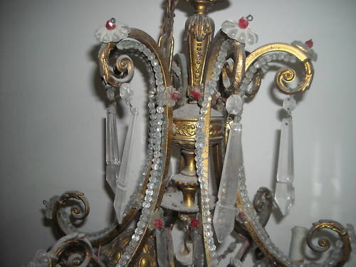 Bellissimo Grande Lampadario, Decorativo Ed Elegante, Antico, Utilissimo, d'Epoca immagine 7