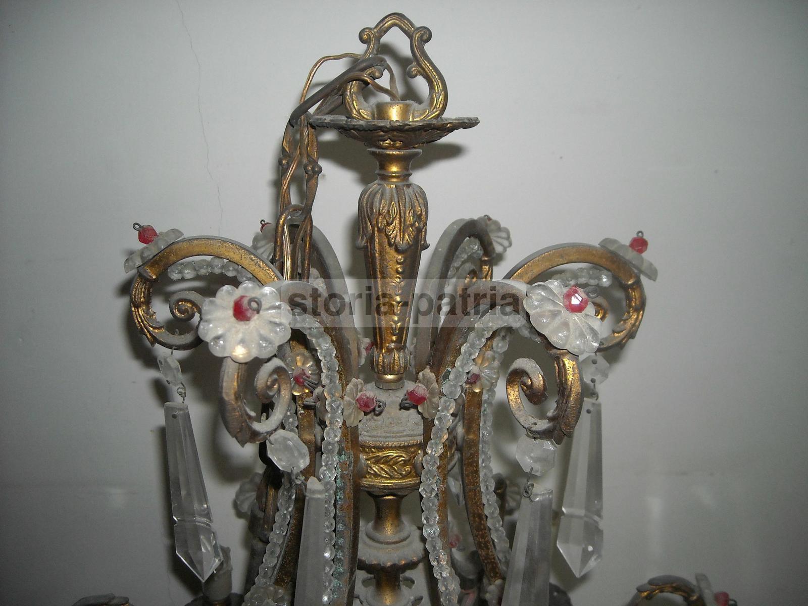 Bellissimo Grande Lampadario, Decorativo Ed Elegante, Antico, Utilissimo, d'Epoca immagine 20