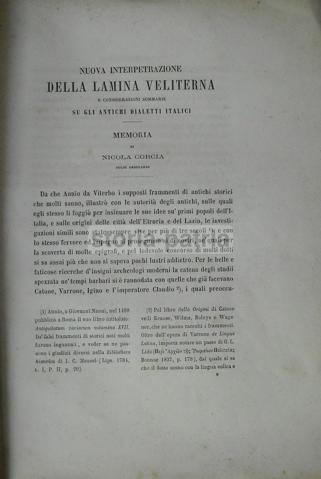 Corcia, Lamina Veliterna, Velletri, Epigrafia, Linguistica, Dialetto, Mitologia, 800 immagine 1