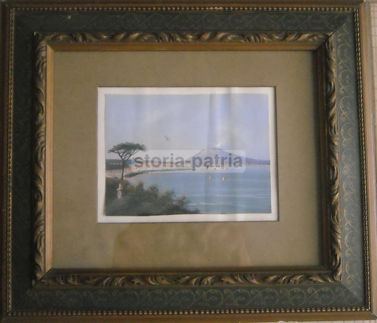 Decorativo Paesaggio Napoletano, Golfo Di Napoli, Vesuvio Fumante, Graziosa Gouache immagine 5