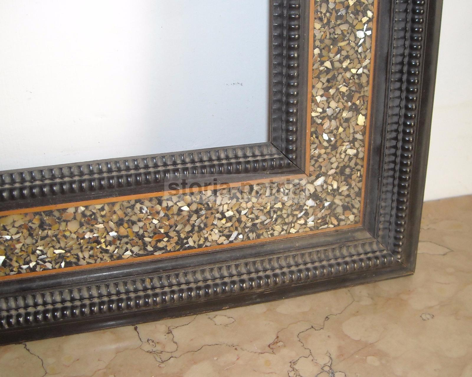Elegante Antica Cornice, Legno Massello Con Pregevoli Intarsi, Bellissima, d'Epoca immagine 2