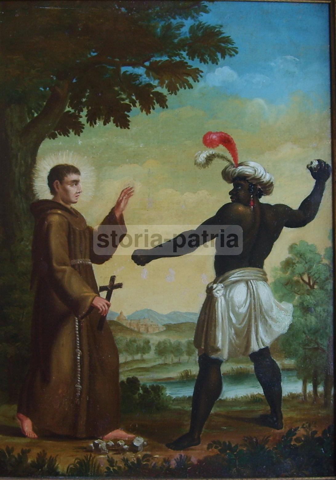 Interessante Antico Dipinto, Missioni, Missionario Con Crocifisso, India, Americhe immagine 1