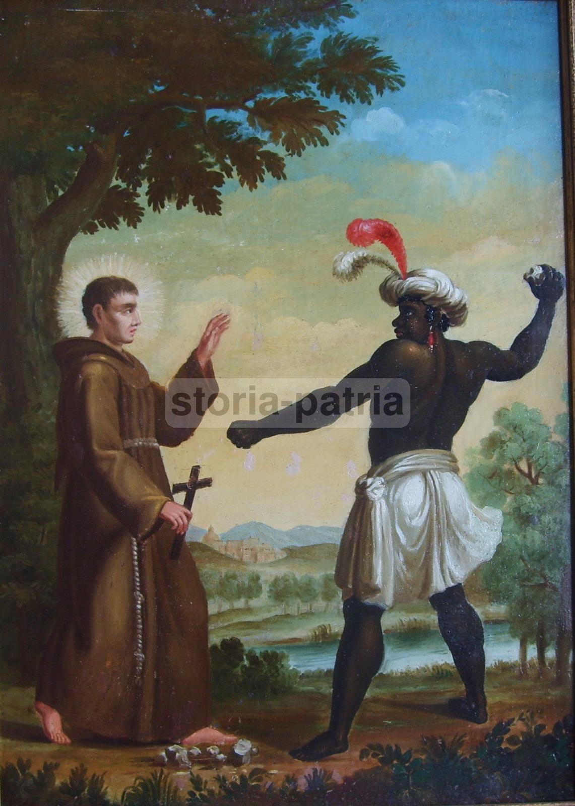 Interessante Antico Dipinto, Missioni, Missionario Con Crocifisso, India, Americhe immagine 4