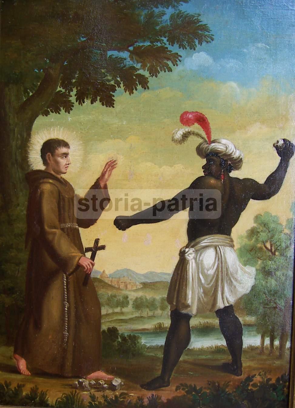 Interessante Antico Dipinto, Missioni, Missionario Con Crocifisso, India, Americhe immagine 8
