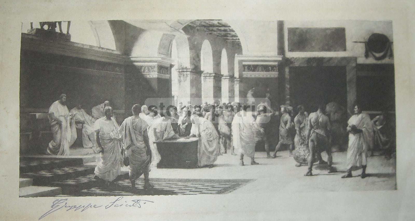 Sicilia, Zafferana Etnea, Artista Sciuti, Animata Antica Veduta, Rara Stampa d'Epoca immagine 1