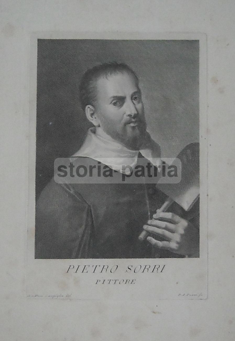 Toscana, Siena, Arte, Antico Ritratto, Pittore Sorri, Campiglia, Incisore Pazzi, Stampa immagine 1
