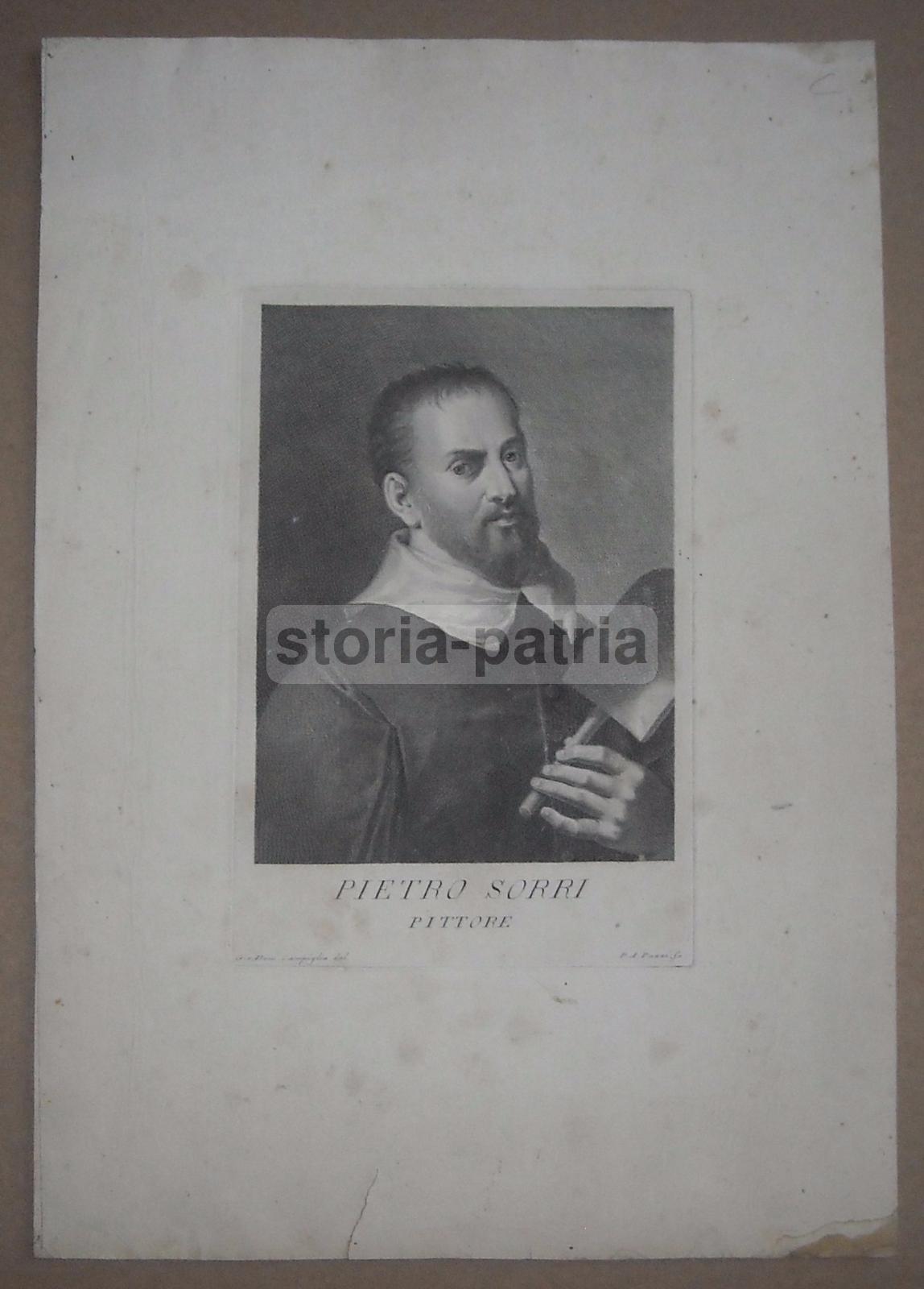 Toscana, Siena, Arte, Antico Ritratto, Pittore Sorri, Campiglia, Incisore Pazzi, Stampa immagine 2